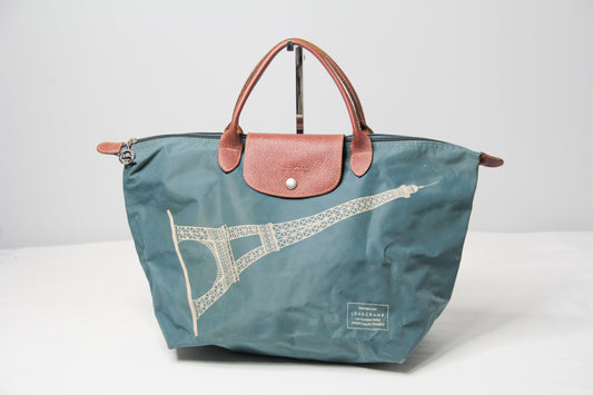 Limited Edition Longchamp Eiffel Tower Bag Graphite Blue