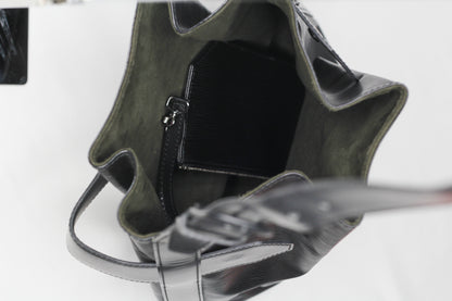 Louis Vuitton Sac d'Epaule Bucket Bag PM Black Leather