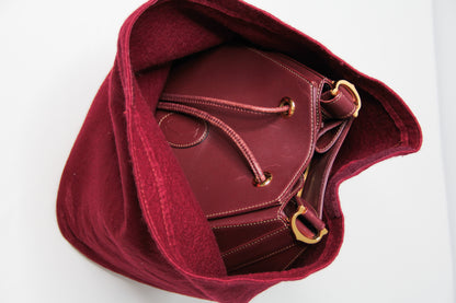 Must de Cartier Drawstring Shoulder Bag Bordeaux Leather