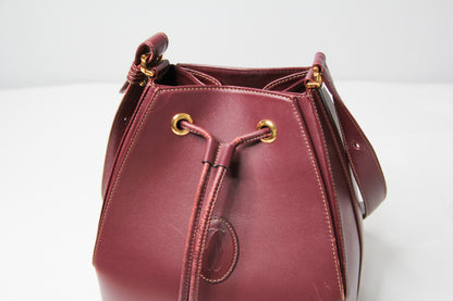 Must de Cartier Drawstring Shoulder Bag Bordeaux Leather