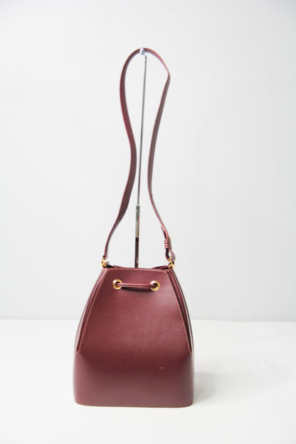 Must de Cartier Drawstring Shoulder Bag Bordeaux Leather