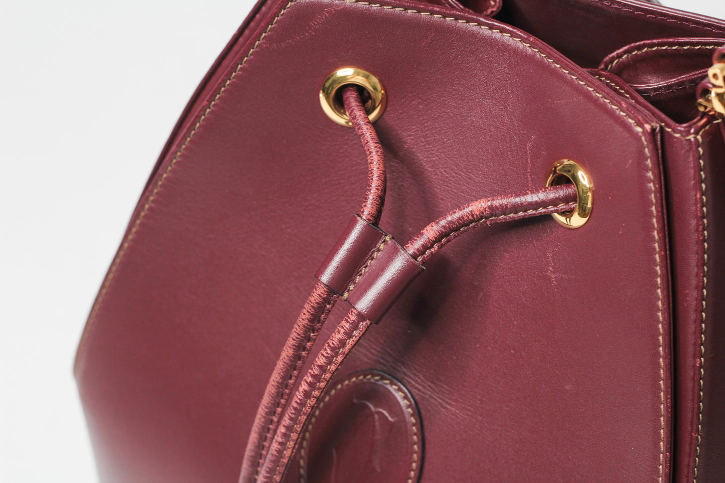 Must de Cartier Drawstring Shoulder Bag Bordeaux Leather