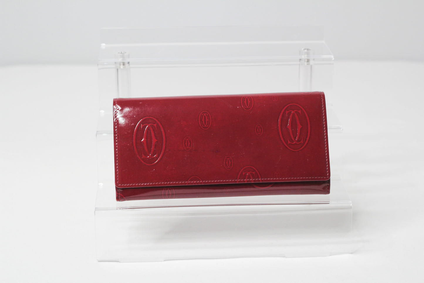 Cartier Dark Red Patent Leather Happy Birthday Continental Wallet
