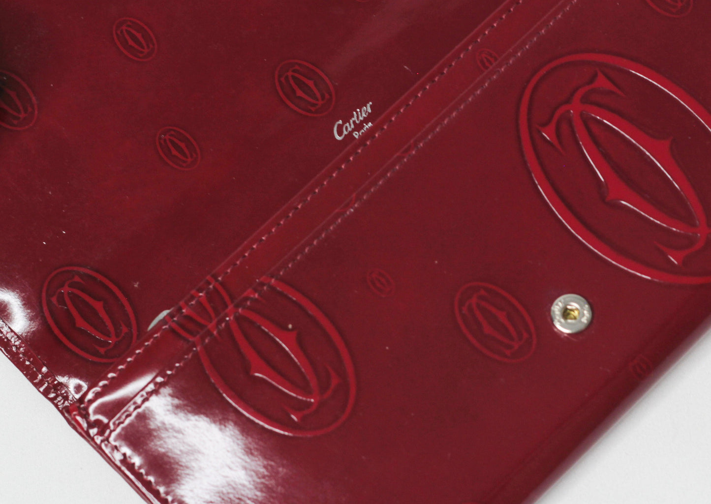 Cartier Dark Red Patent Leather Happy Birthday Continental Wallet