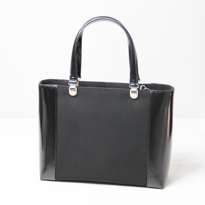 Christian Dior Black Patent Leather Canvas Handbag