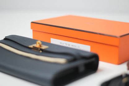 Hermes Kelly To Go Indigo Wallet Epsom
