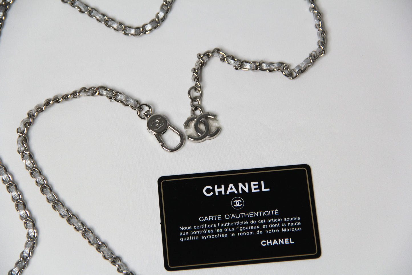 Chanel Timeless Classic Card Holder Quilted Silver leather with Chain – Belt