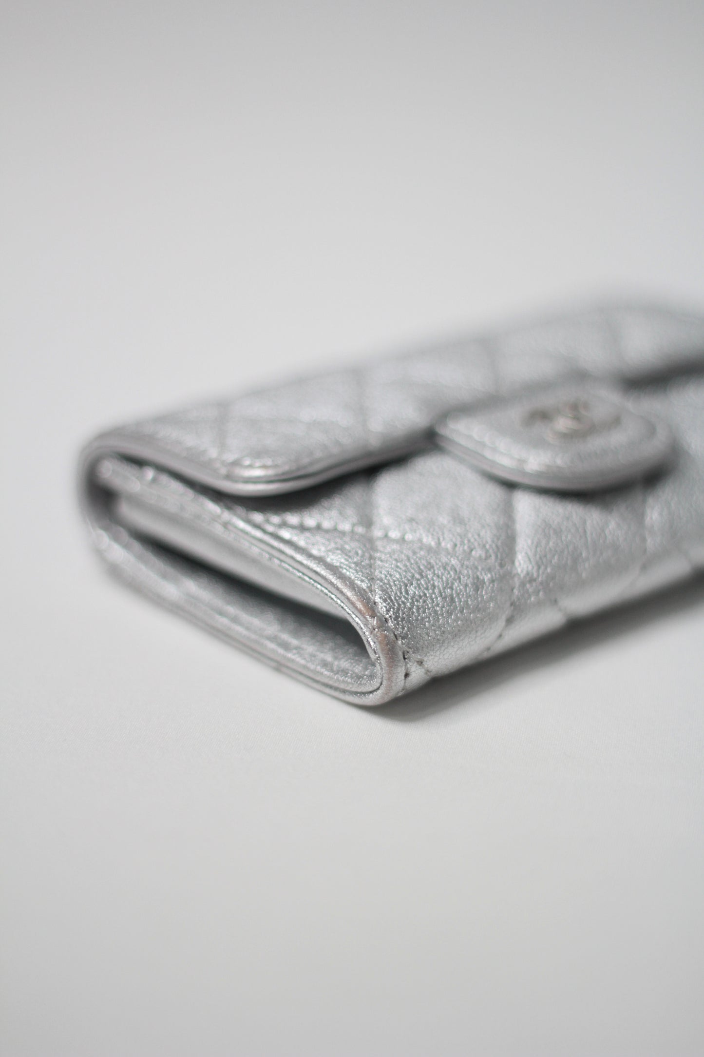 Chanel Timeless Classic Card Holder Quilted Silver leather with Chain – Belt