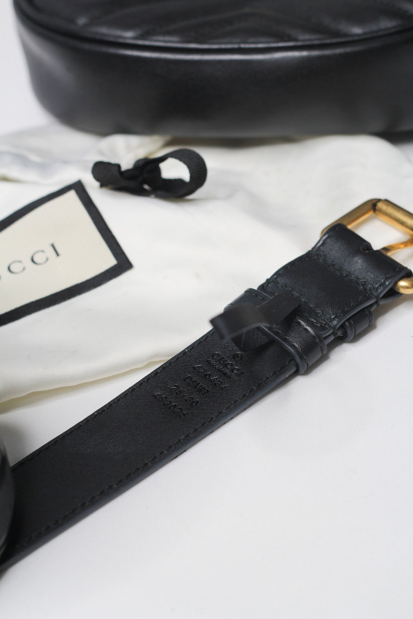 Gucci GG Marmont Black Velvet Leather Mini Belt Bag