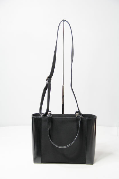Christian Dior Black Patent Leather Canvas Handbag