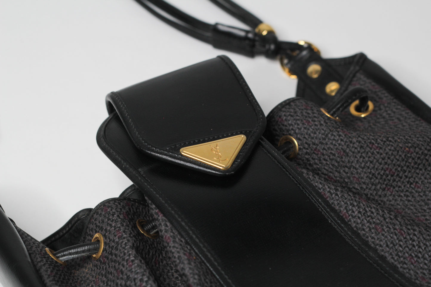 Yves Saint Laurent Vintage Black Hobo Bucket Shoulder Bag