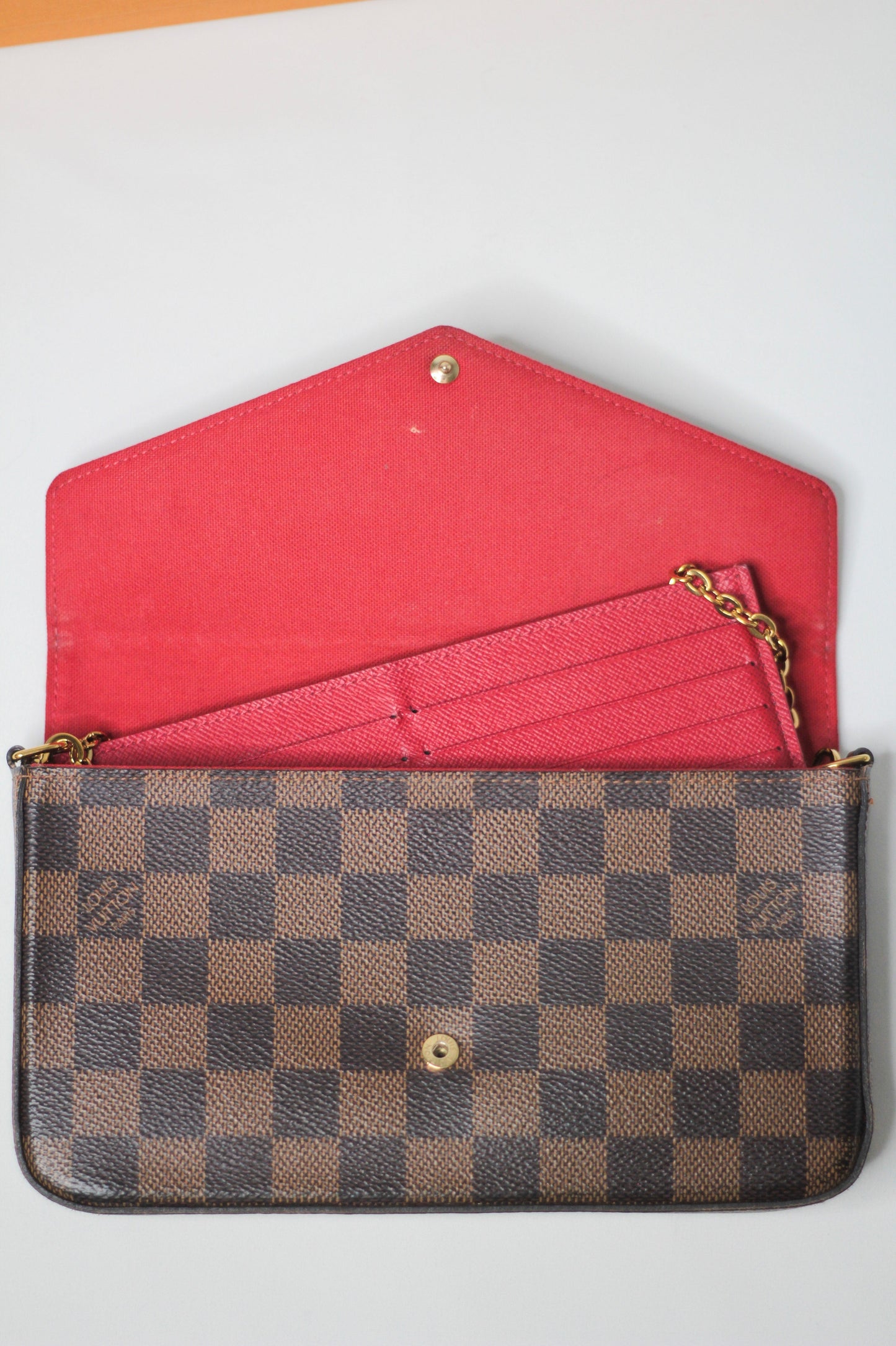 Louis Vuitton Damier Ebene Pochette Felicie Chain Wallet