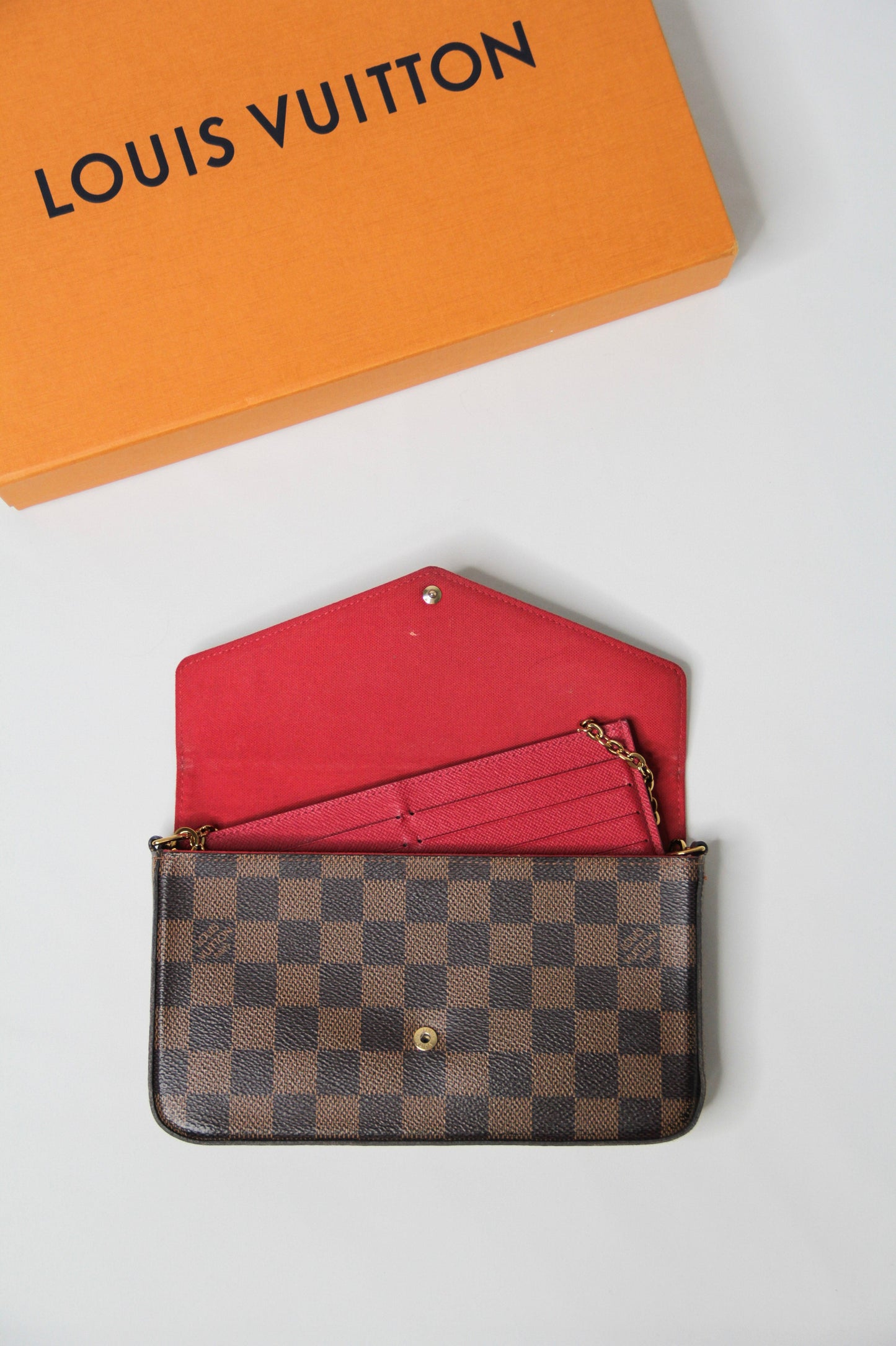 Louis Vuitton Damier Ebene Pochette Felicie Chain Wallet