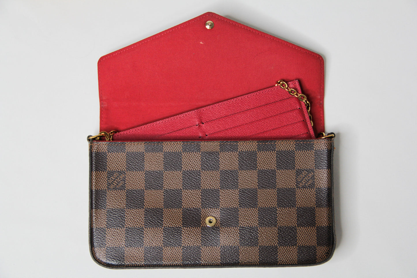 Louis Vuitton Damier Ebene Pochette Felicie Chain Wallet