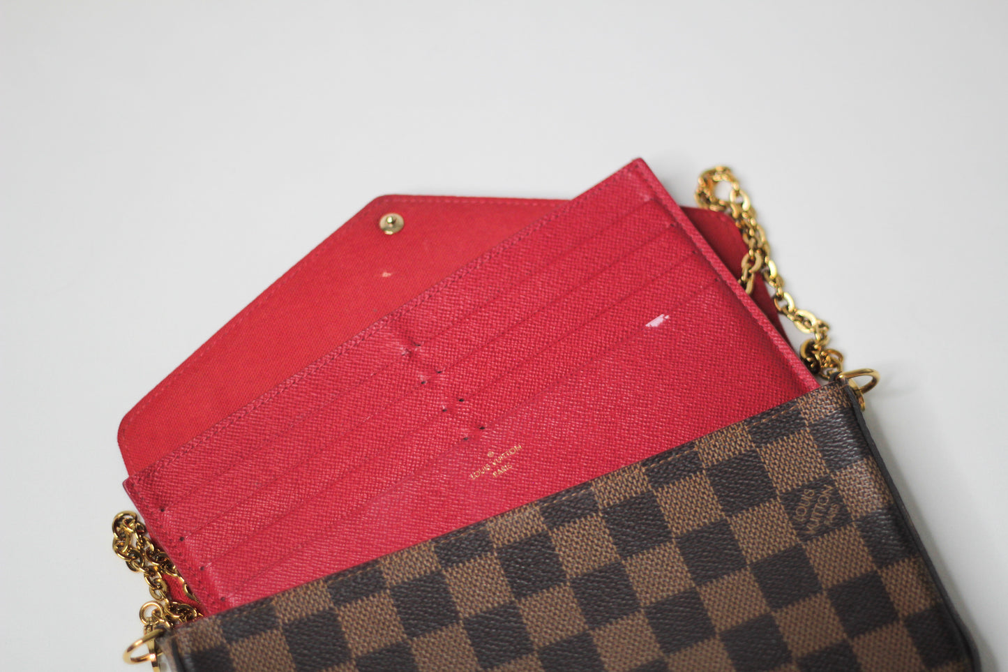 Louis Vuitton Damier Ebene Pochette Felicie Chain Wallet