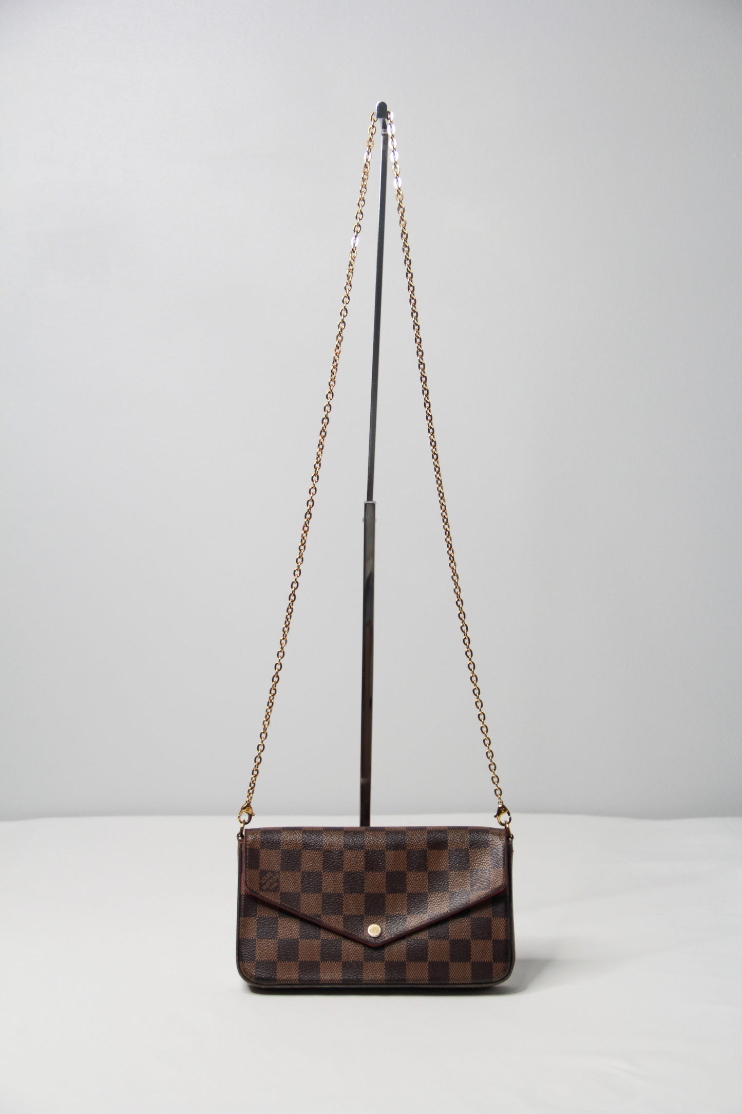 Louis Vuitton Damier Ebene Pochette Felicie Chain Wallet