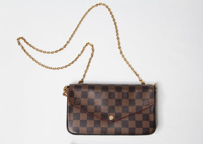 Louis Vuitton Damier Ebene Pochette Felicie Chain Wallet