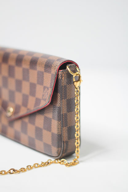Louis Vuitton Damier Ebene Pochette Felicie Chain Wallet