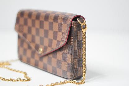 Louis Vuitton Damier Ebene Pochette Felicie Chain Wallet