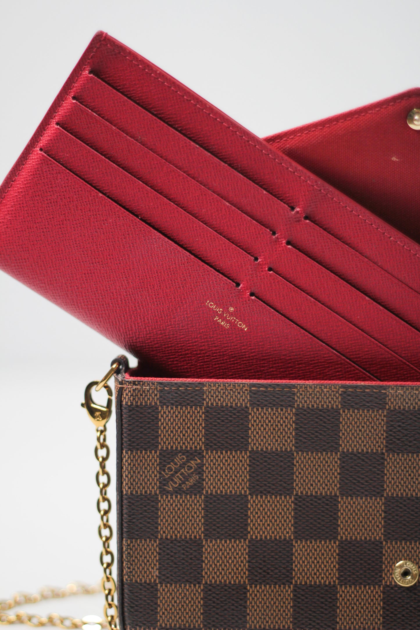 Louis Vuitton Damier Ebene Pochette Felicie Chain Wallet
