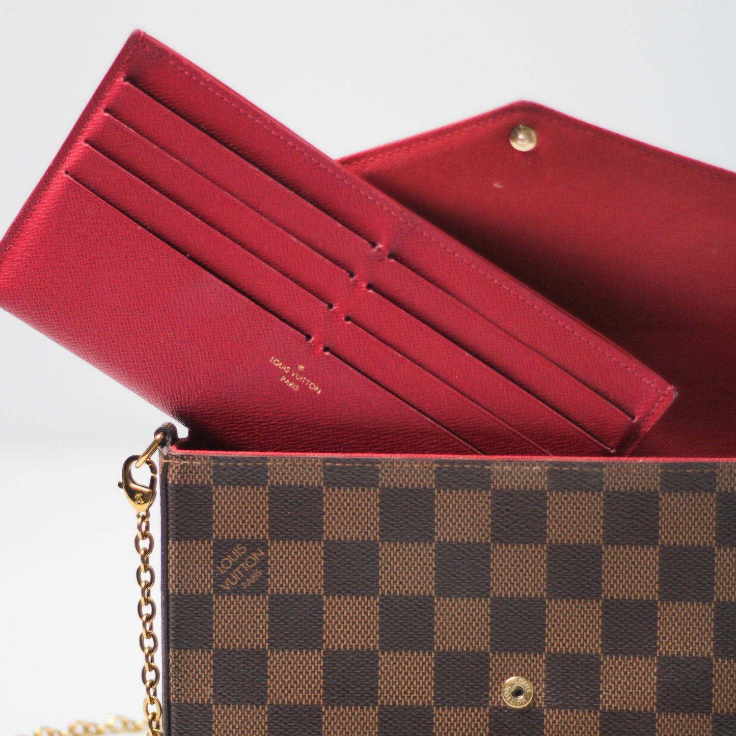 Louis Vuitton Damier Ebene Pochette Felicie Chain Wallet