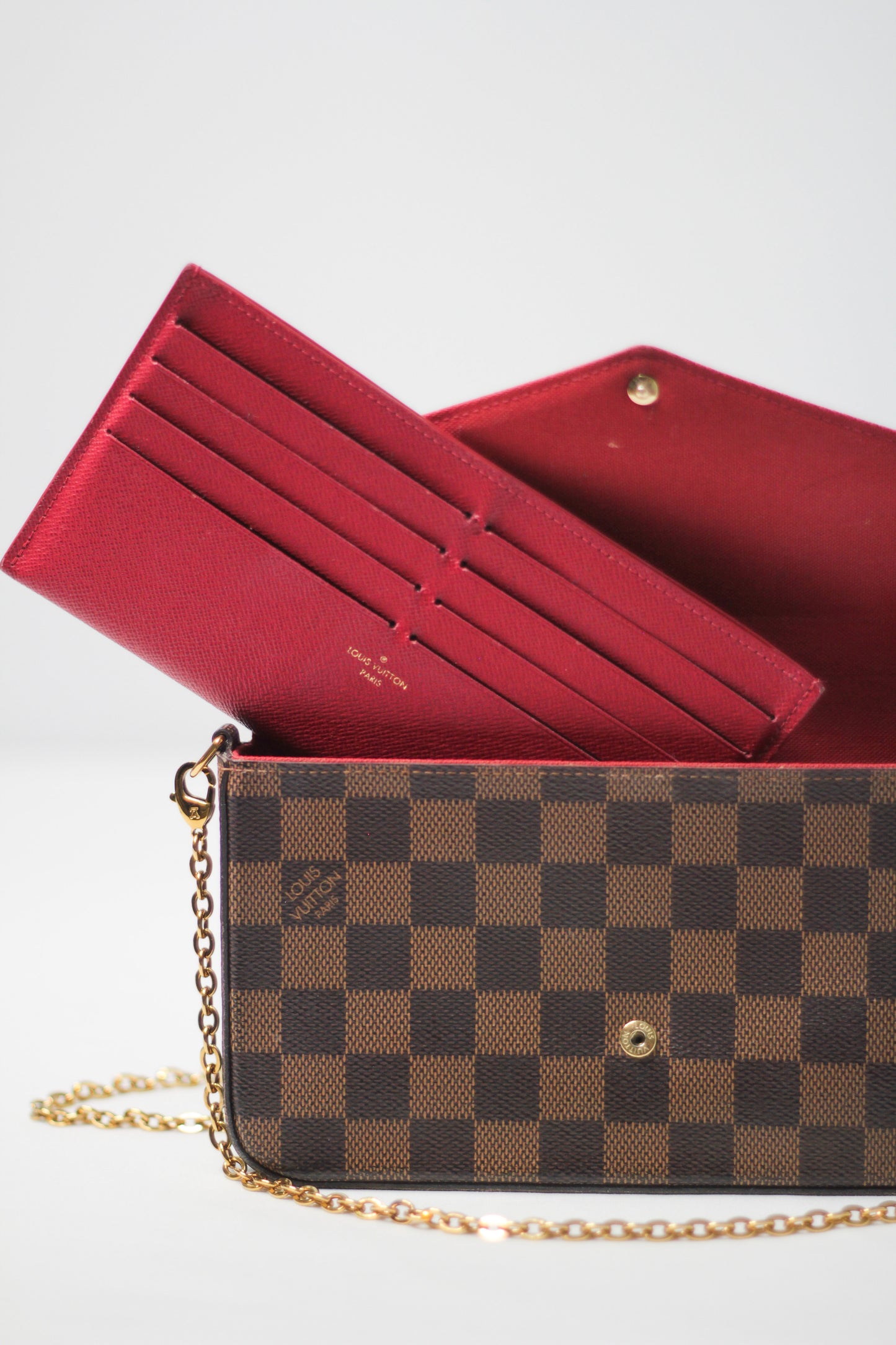 Louis Vuitton Damier Ebene Pochette Felicie Chain Wallet