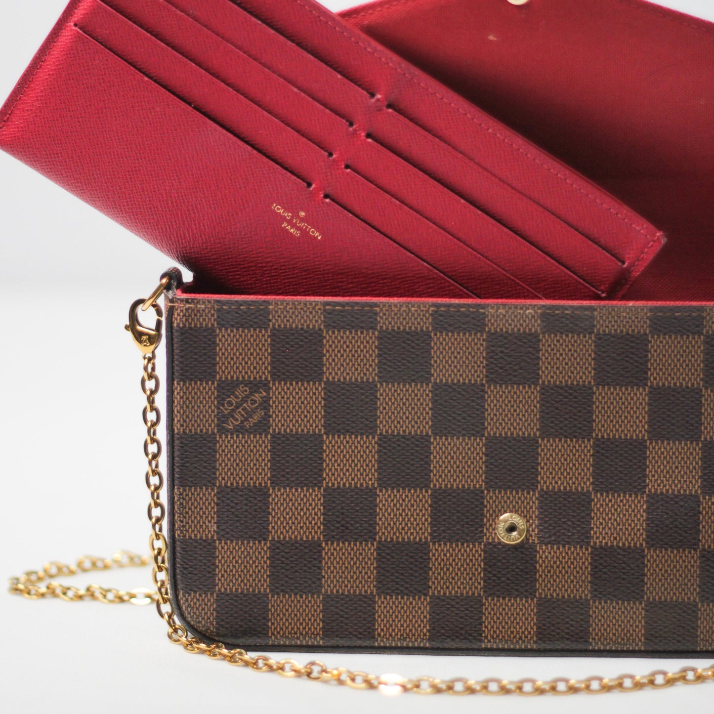 Louis Vuitton Damier Ebene Pochette Felicie Chain Wallet