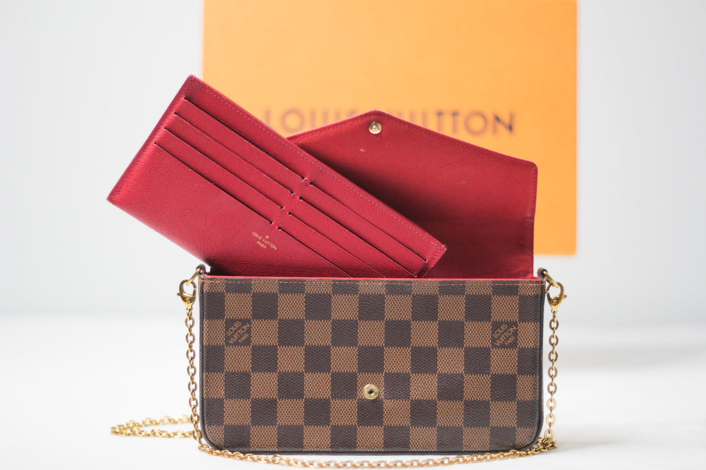 Louis Vuitton Damier Ebene Pochette Felicie Chain Wallet