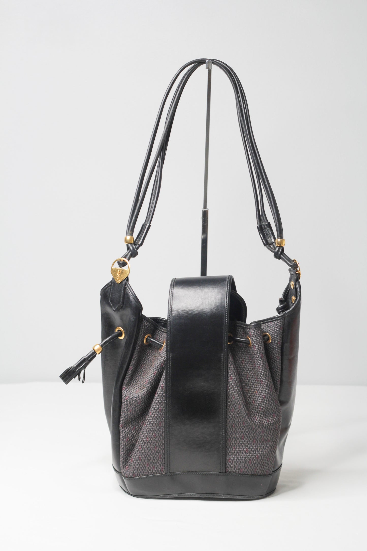 Yves Saint Laurent Vintage Black Hobo Bucket Shoulder Bag