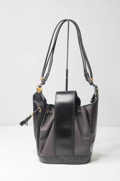 Yves Saint Laurent Vintage Black Hobo Bucket Shoulder Bag