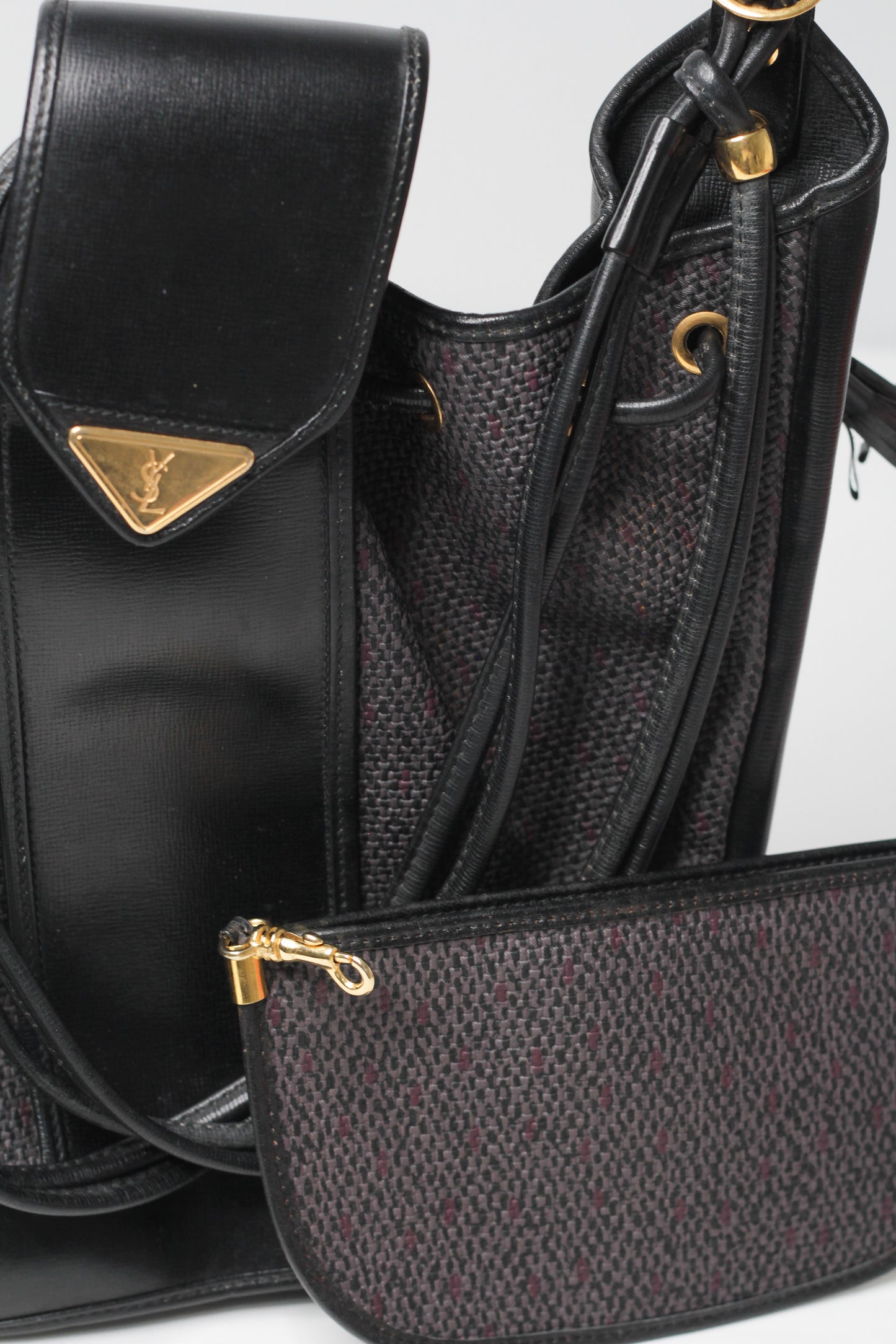 Yves Saint Laurent Vintage Black Hobo Bucket Shoulder Bag