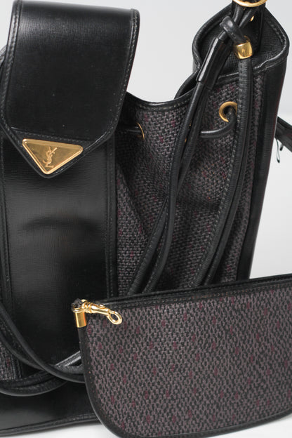 Yves Saint Laurent Vintage Black Hobo Bucket Shoulder Bag