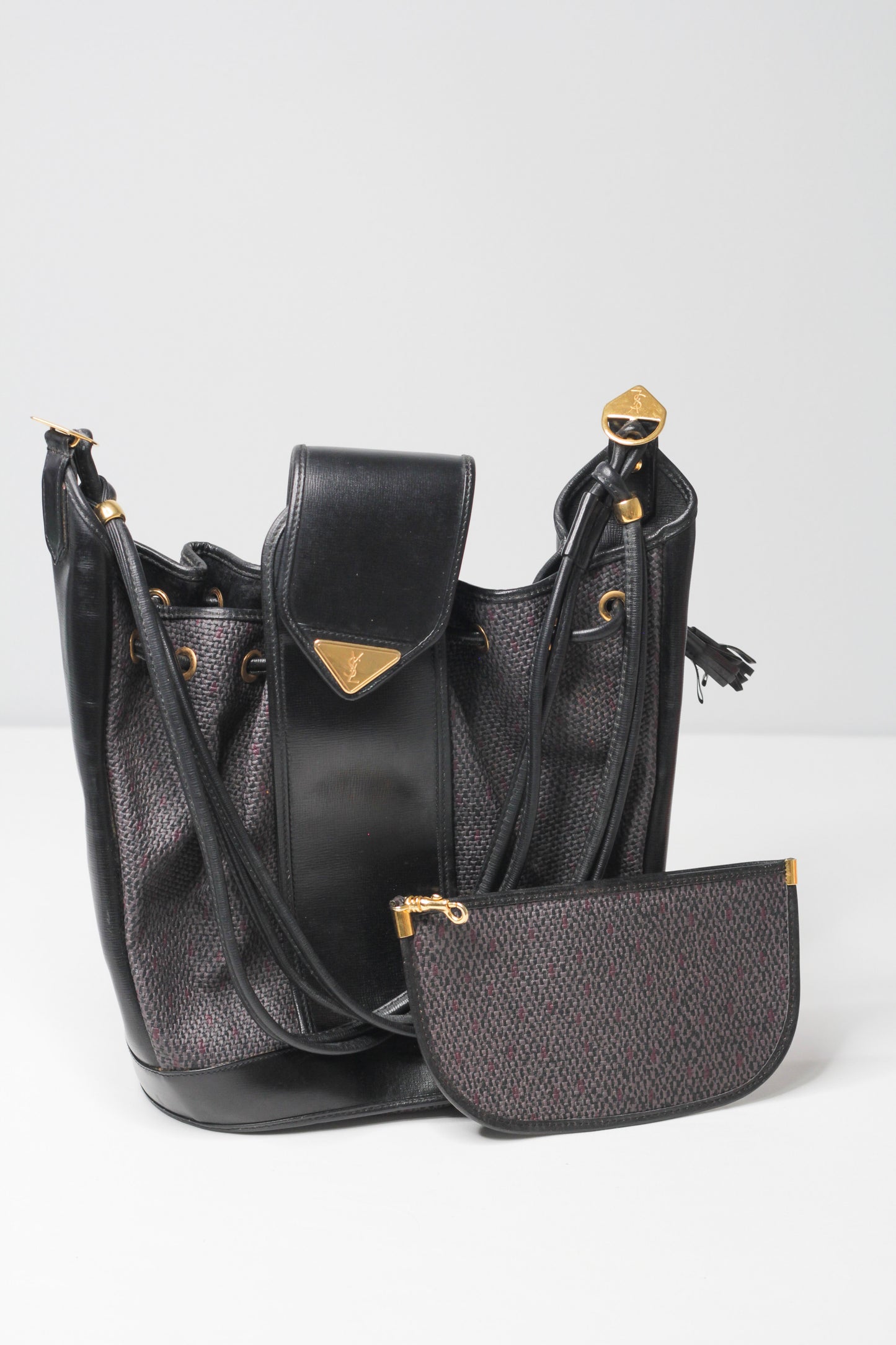 Yves Saint Laurent Vintage Black Hobo Bucket Shoulder Bag