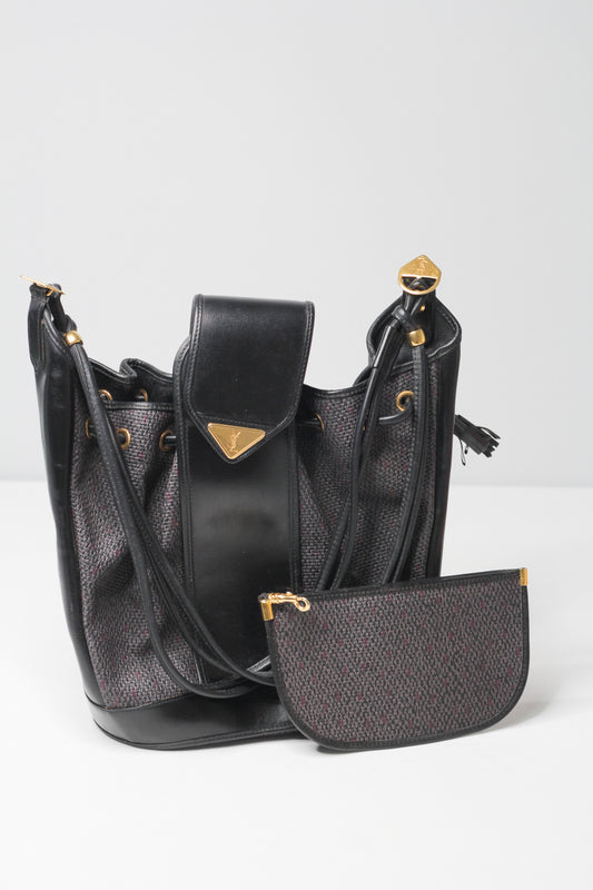 Yves Saint Laurent Vintage Black Hobo Bucket Shoulder Bag