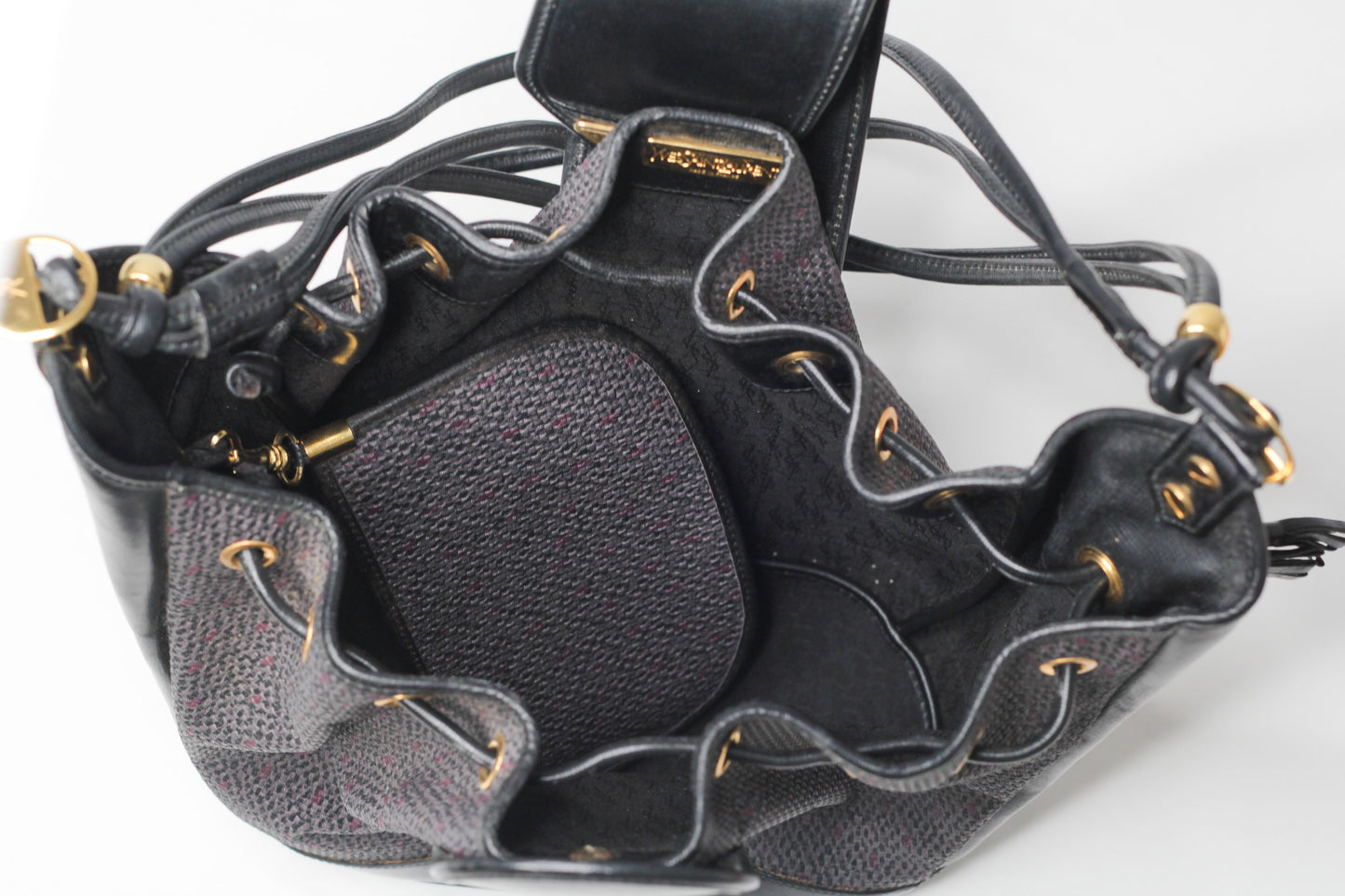 Yves Saint Laurent Vintage Black Hobo Bucket Shoulder Bag
