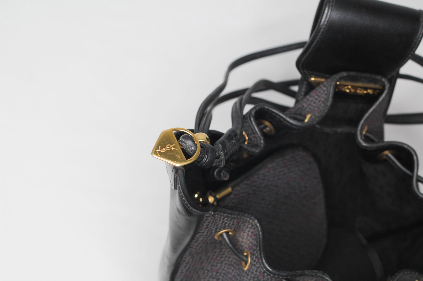 Yves Saint Laurent Vintage Black Hobo Bucket Shoulder Bag