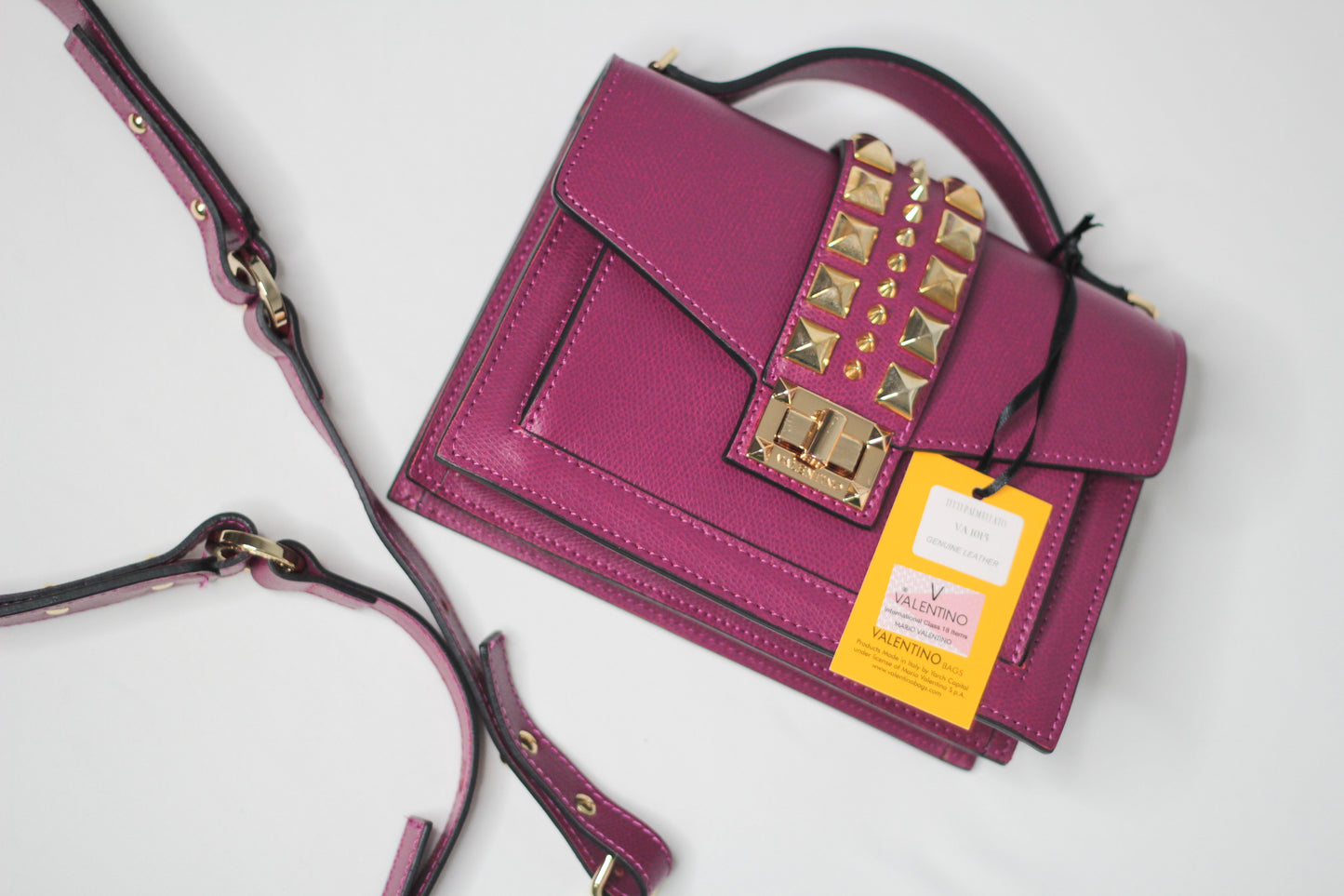Valentino Titti Palmellato Studded Leather Top Handle Bag