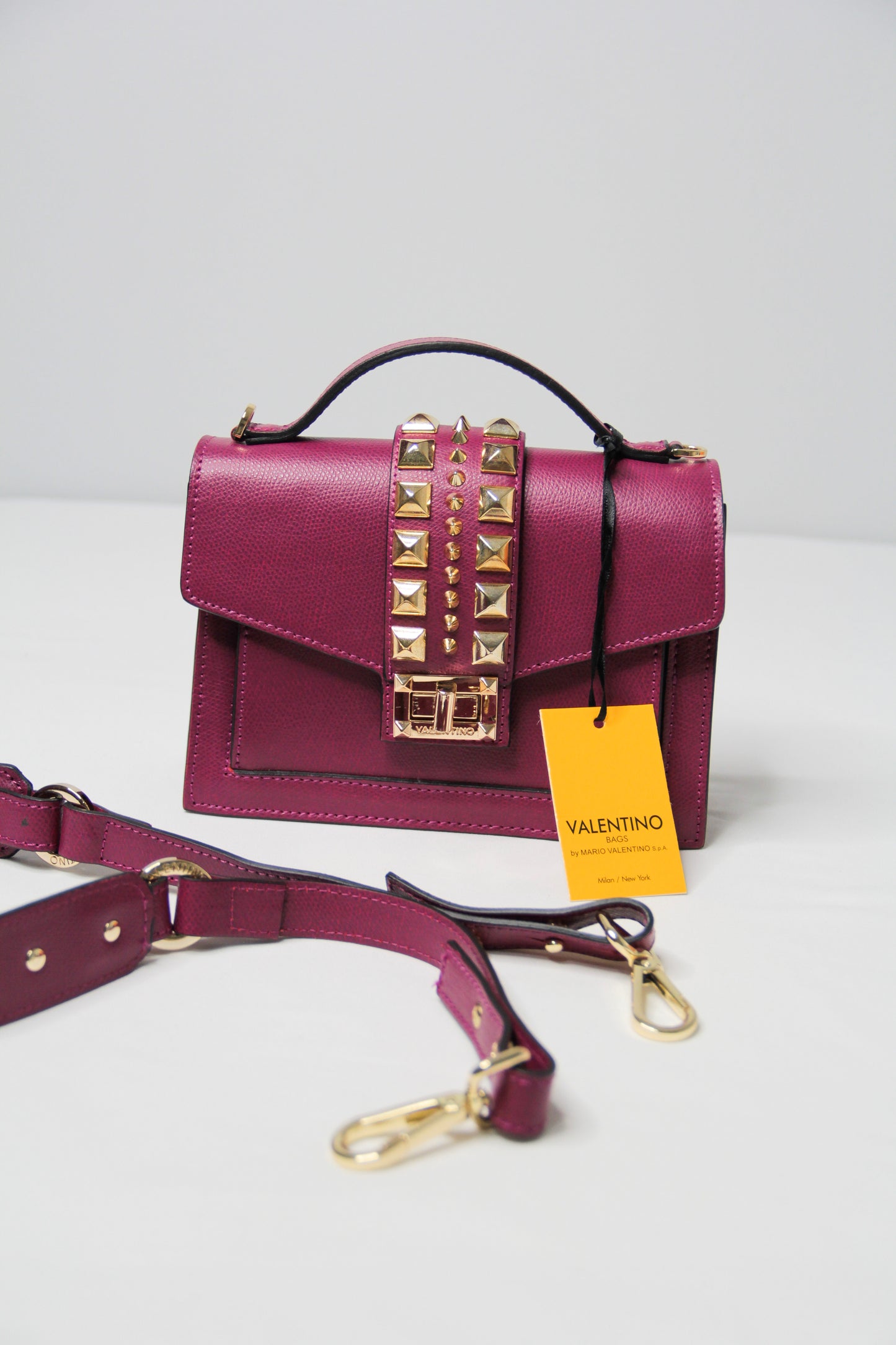 Valentino Titti Palmellato Studded Leather Top Handle Bag