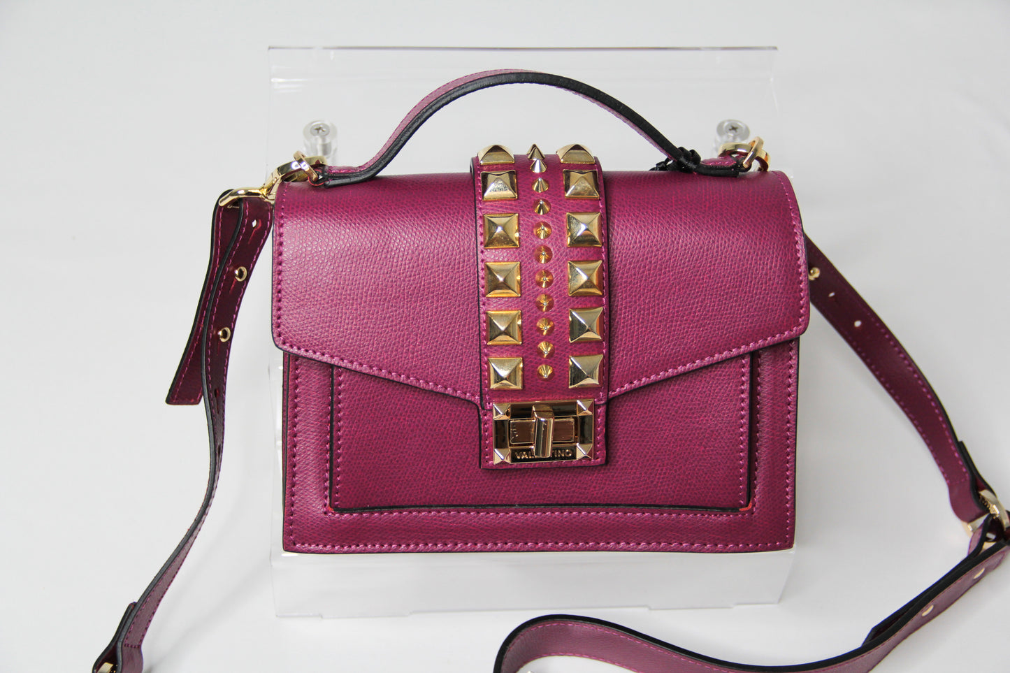 Valentino Titti Palmellato Studded Leather Top Handle Bag