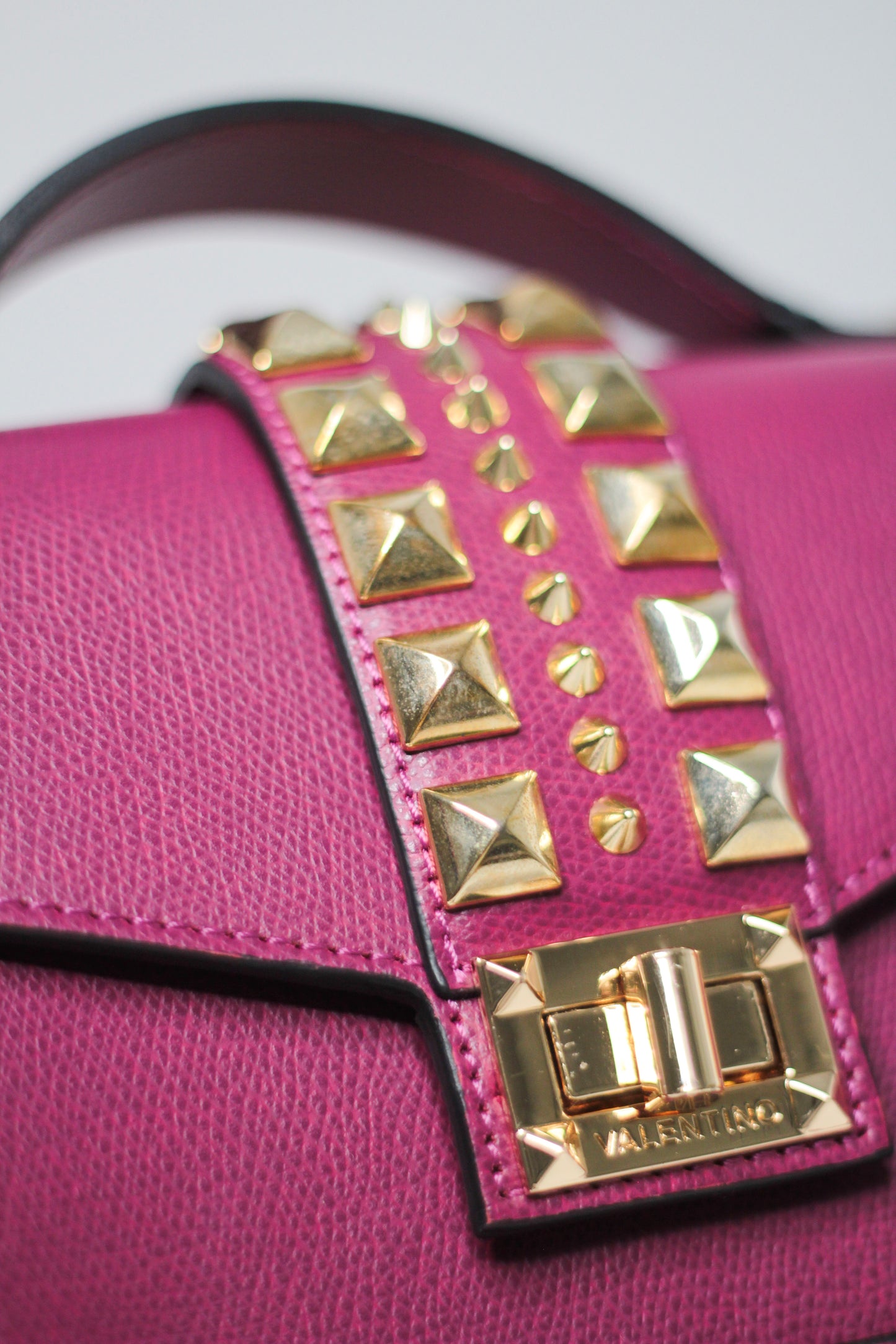 Valentino Titti Palmellato Studded Leather Top Handle Bag
