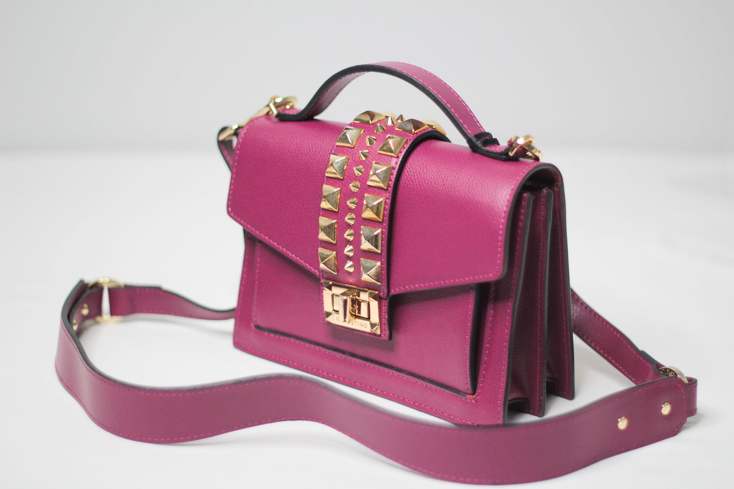 Valentino Titti Palmellato Studded Leather Top Handle Bag