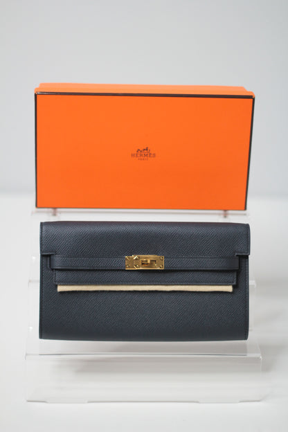 Hermes Kelly To Go Indigo Wallet Epsom