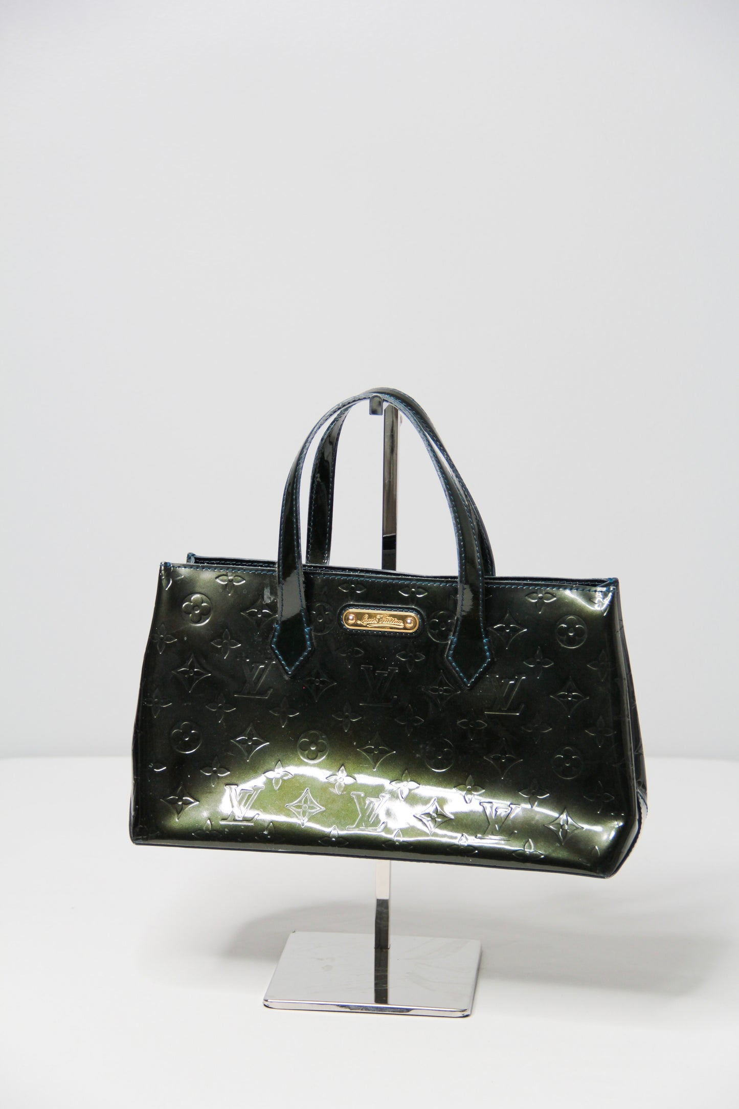 Louis Vuitton Vernis Wilshire PM Leather Green Handbag Top HandleBag