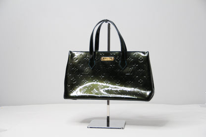 Louis Vuitton Vernis Wilshire PM Leather Green Handbag Top HandleBag