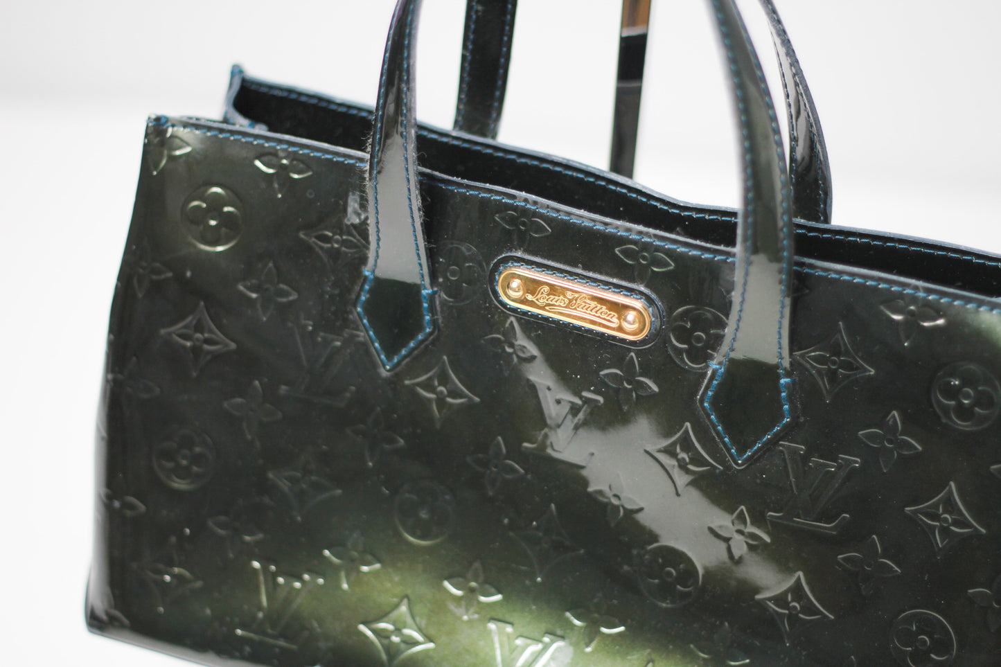 Louis Vuitton Vernis Wilshire PM Leather Green Handbag Top HandleBag