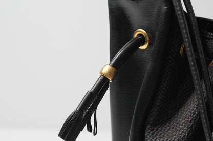Yves Saint Laurent Vintage Black Hobo Bucket Shoulder Bag