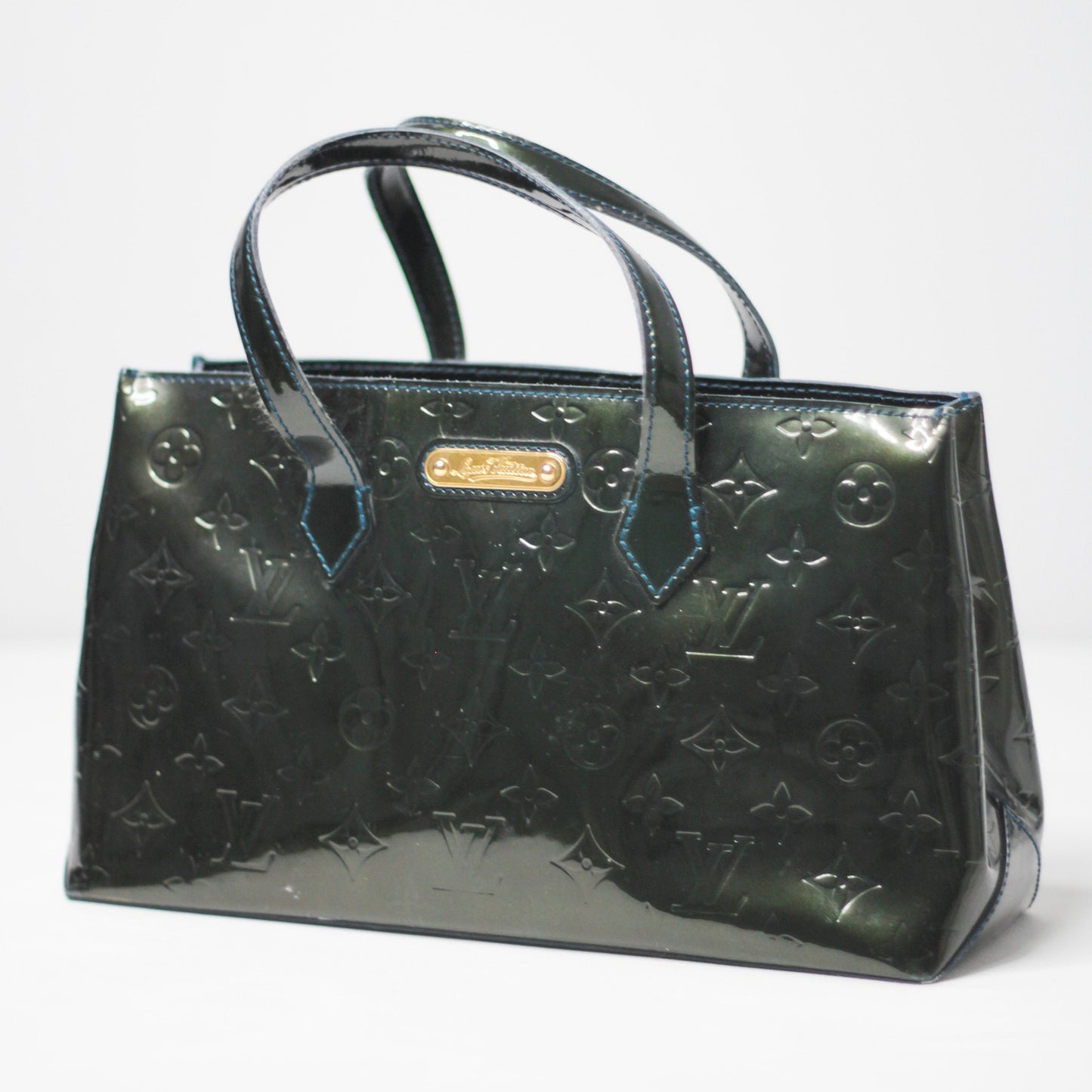 Louis Vuitton Vernis Wilshire PM Leather Green Handbag Top HandleBag