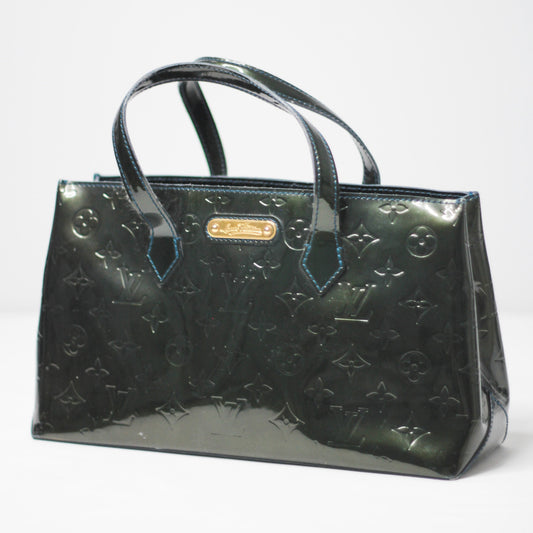 Louis Vuitton Vernis Wilshire PM Leather Green Handbag Top HandleBag
