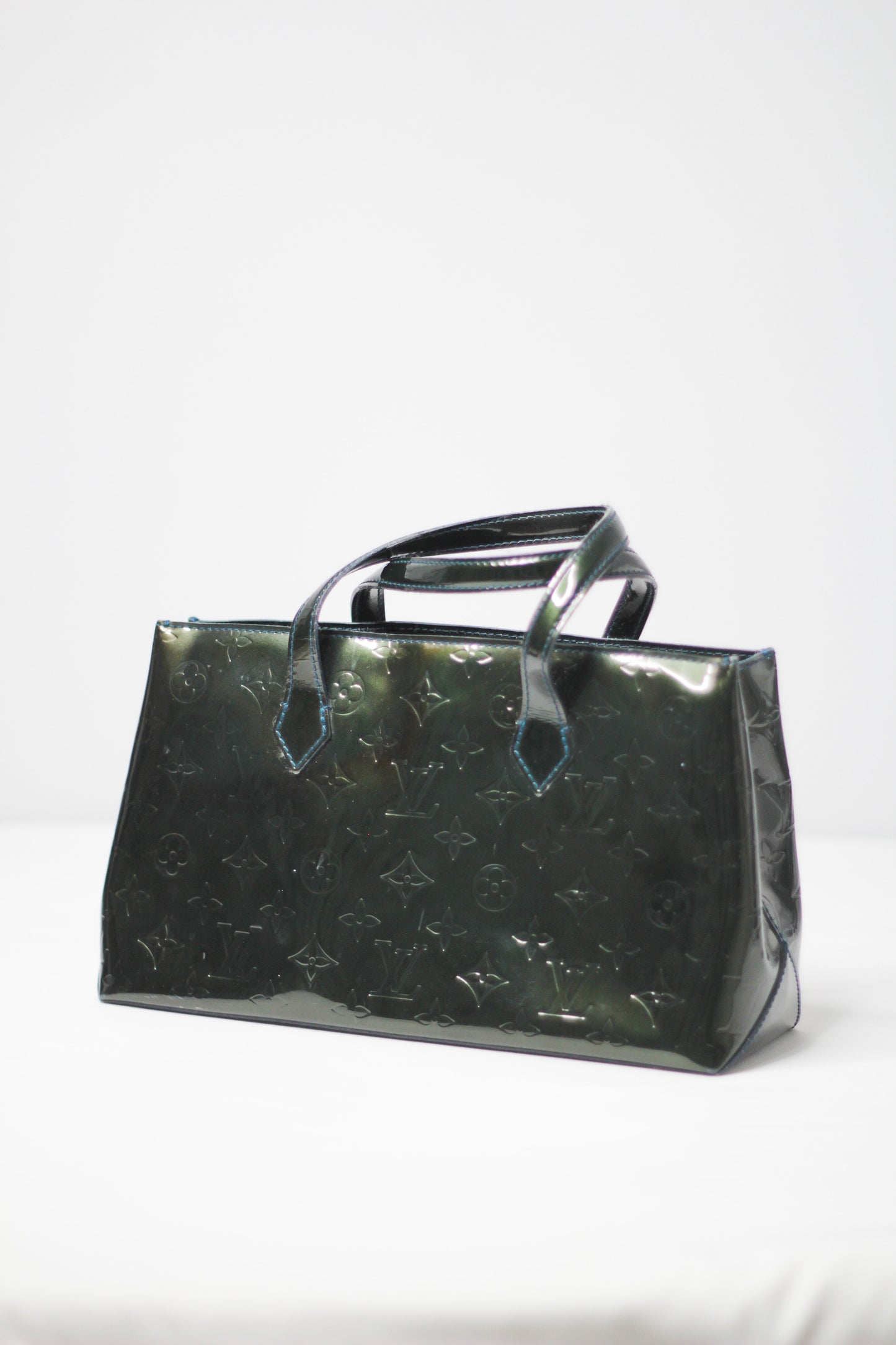 Louis Vuitton Vernis Wilshire PM Leather Green Handbag Top HandleBag