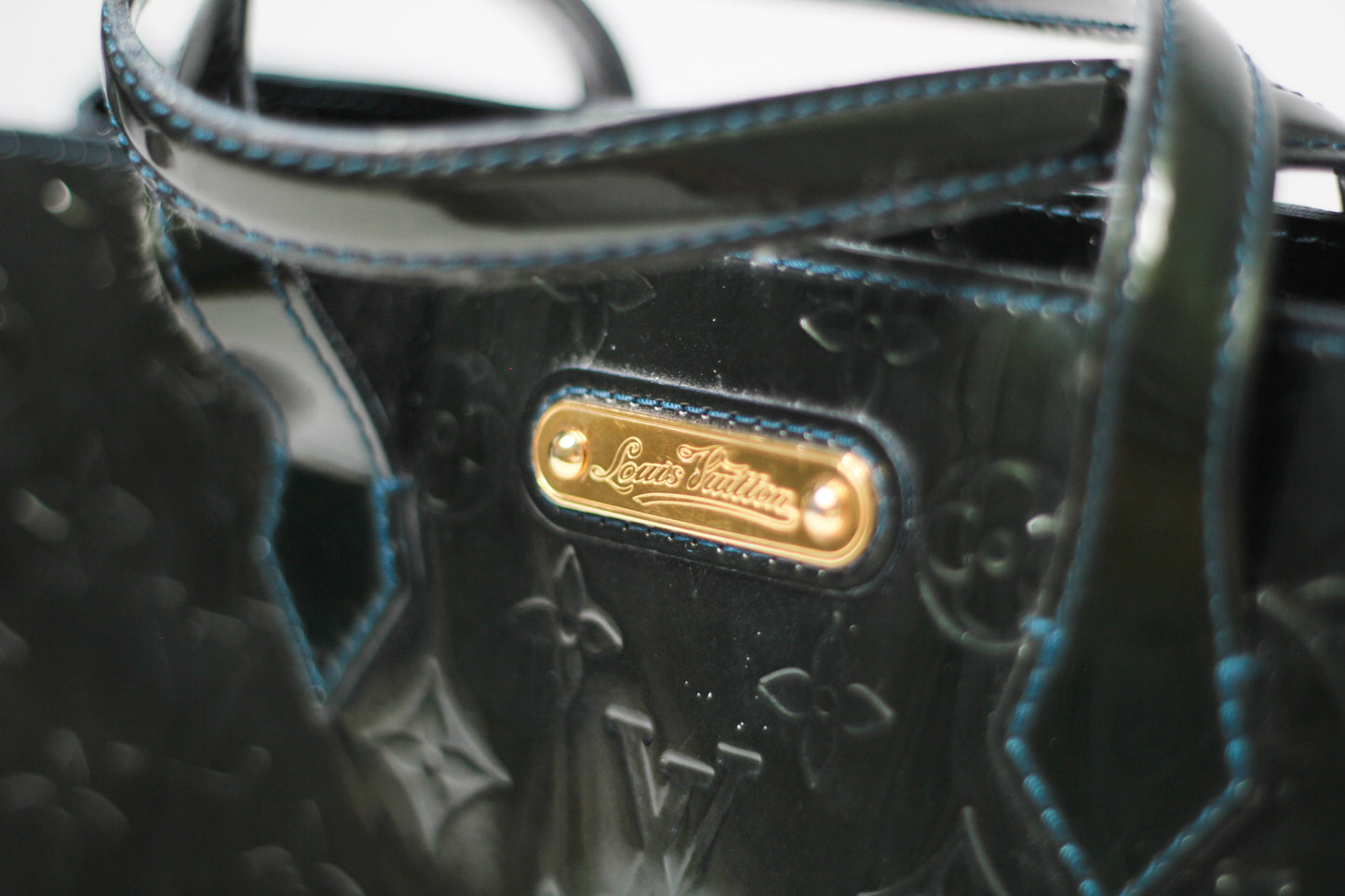 Louis Vuitton Vernis Wilshire PM Leather Green Handbag Top HandleBag
